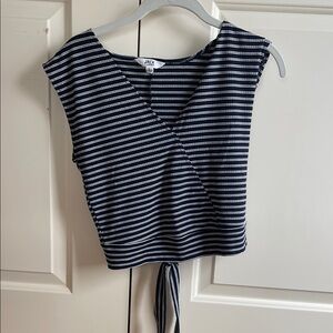 Jack by BB Dakota Navy and White Striped Crop Top